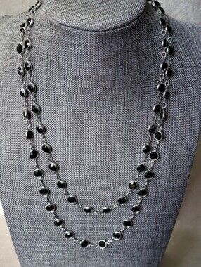 Touchstone Crystal by Swarovski Chanelle Necklace Jet Black Rhodium Plating